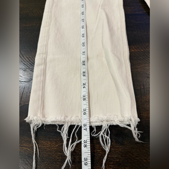Frank & Eileen Monaghan Ivory High Rise Straight Crop Raw Hem Jeans 30 - Picture 8 of 15